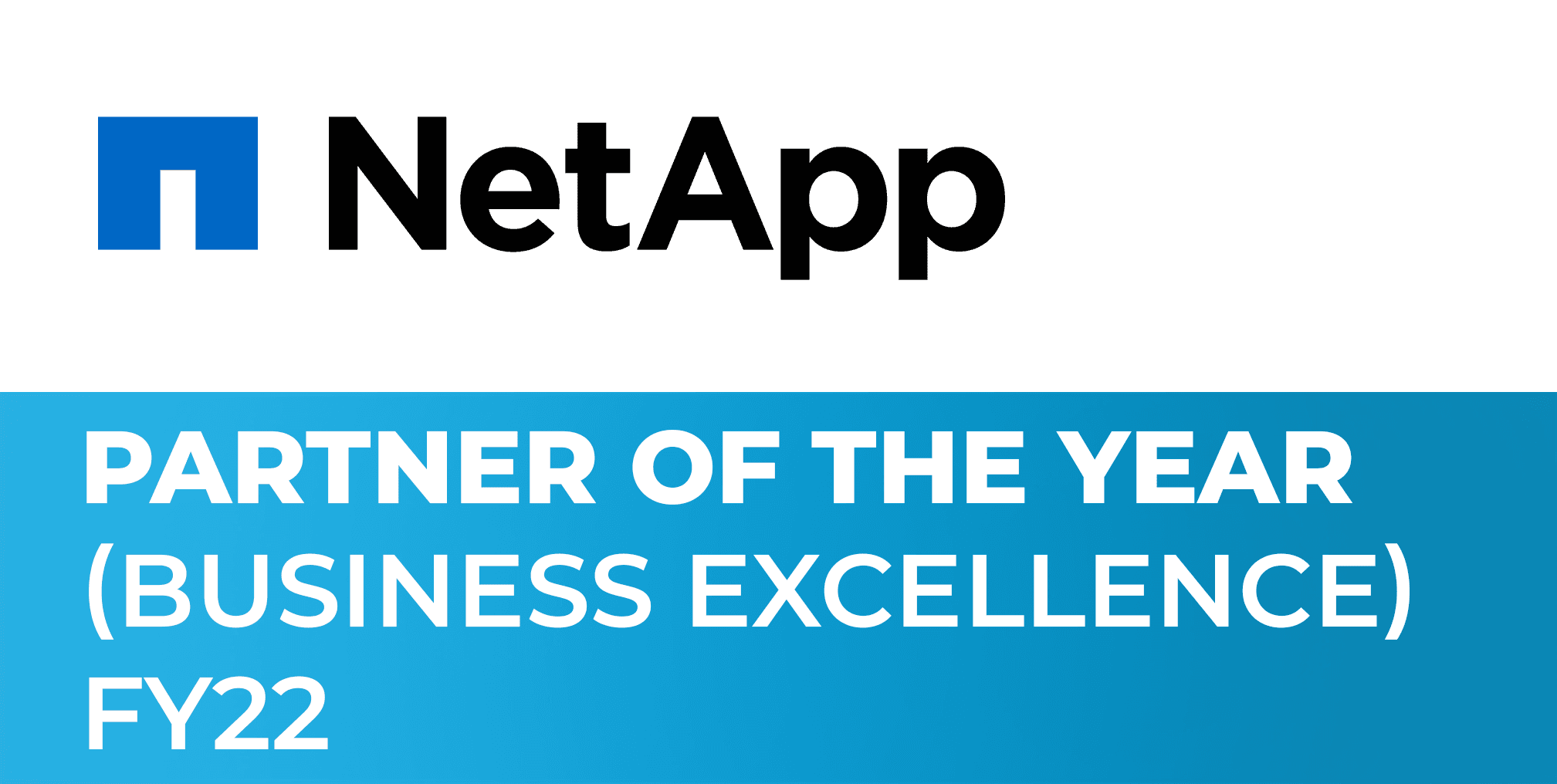Partner of the Year Business Excellence FY 22 from NetApp